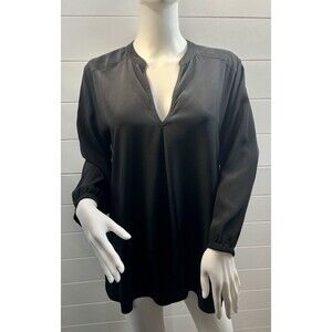 Amanda Uprichard 100% Silk Blouse Sz Med Black Minimalist Capsule Wardrobe